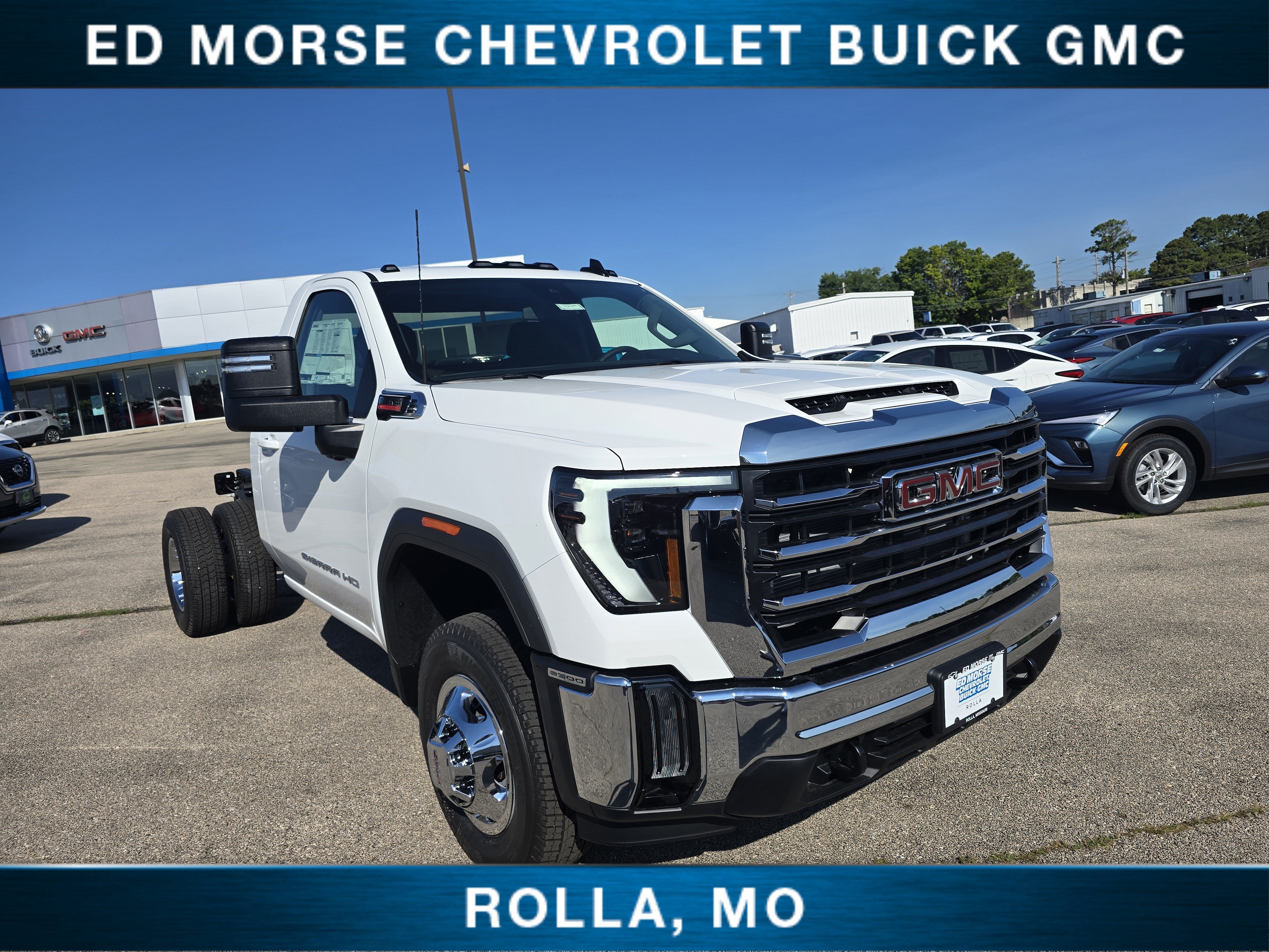 2026 GMC Sierra 3500 HD Chassis Cab SLE in Summit White — front three-quarter view
