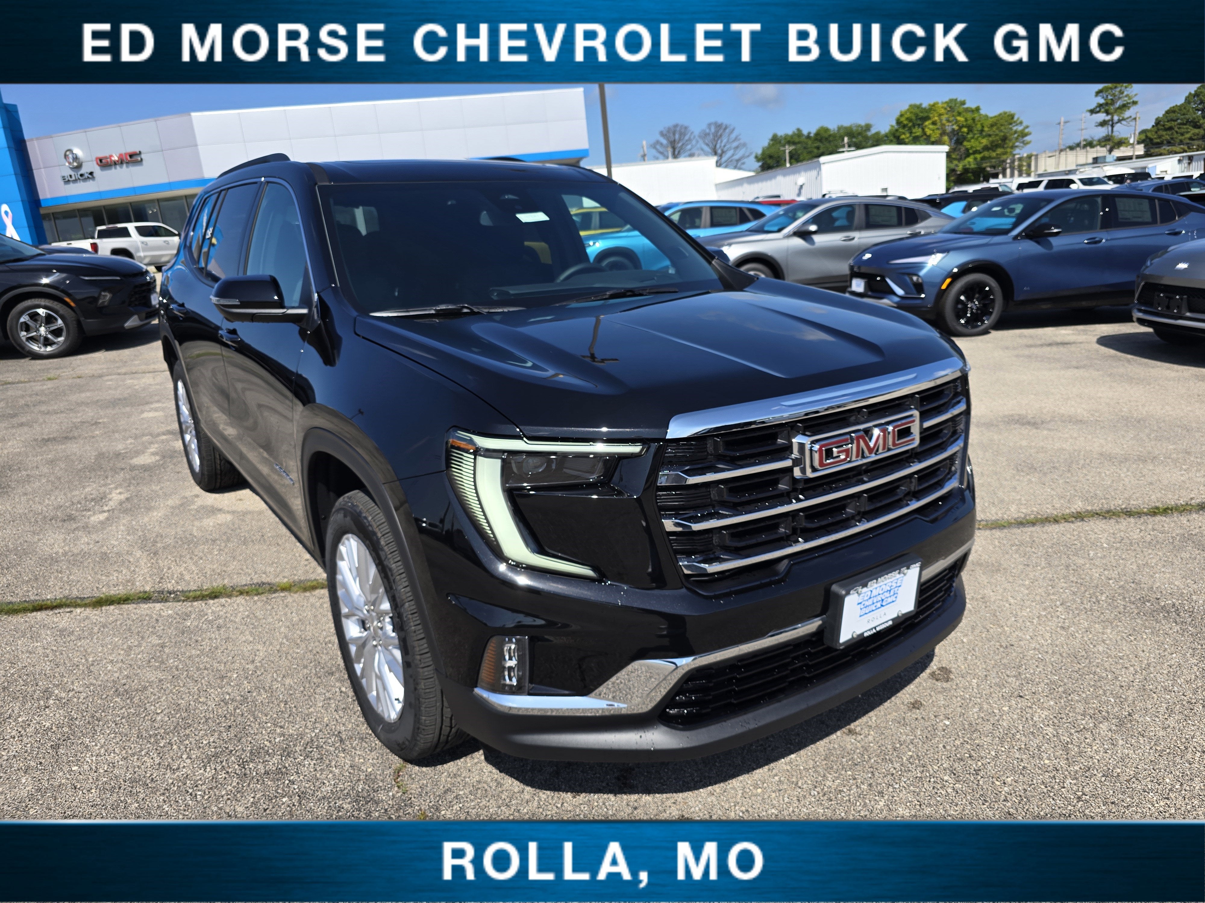 2025 GMC Acadia Elevation in Ebony Twilight Metallic — front three-quarter view